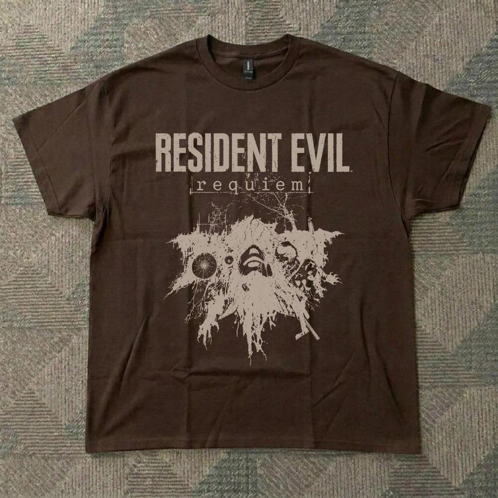 Resident Evil Requiem Splatter Grunge Brown Graphic T-Shirt